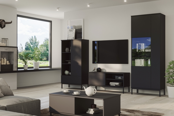 Couchtisch ERISTO mit Schublade - schwarz